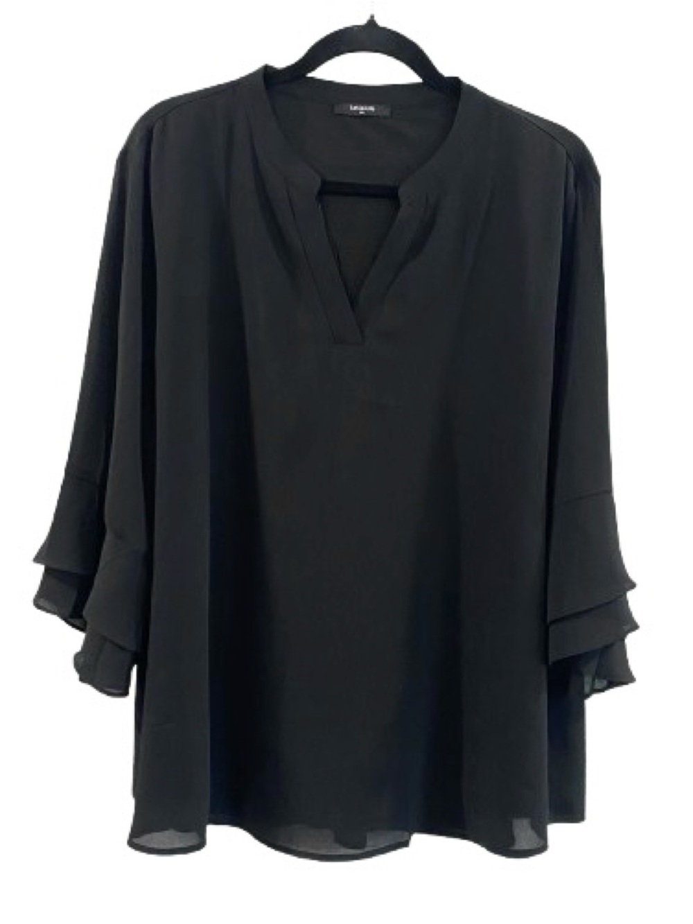 Lotusmile Black Top Women’s Size XXL Dressy Casual 3/4 Sleeve Chiffon